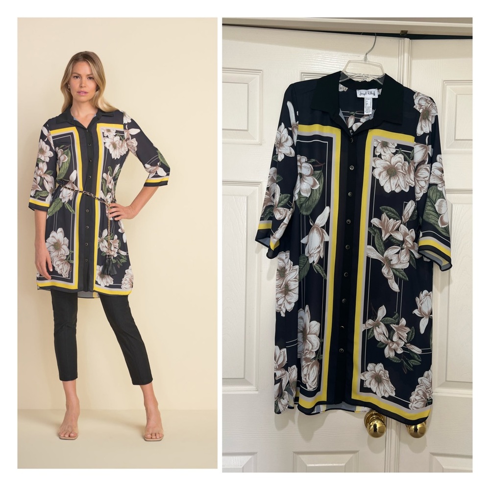 Joseph Ribkoff Black-Multi colored shirt Dress / blouse in floral print 8